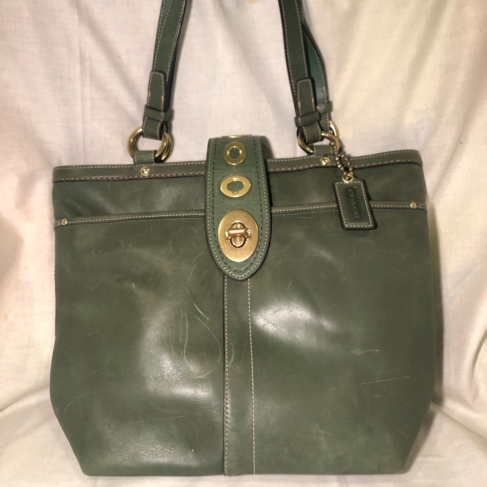 COACH Lily Legacy Turnlock Leather Tote